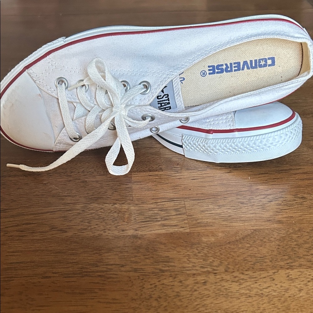 Converse Low Top Sneakers - White with Red Stripe